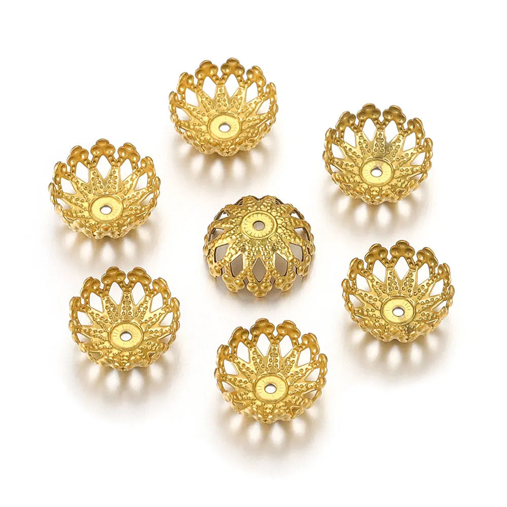 Stainless Steel Flower Bead Caps 12mm Bowl Shaped 100pcs 5