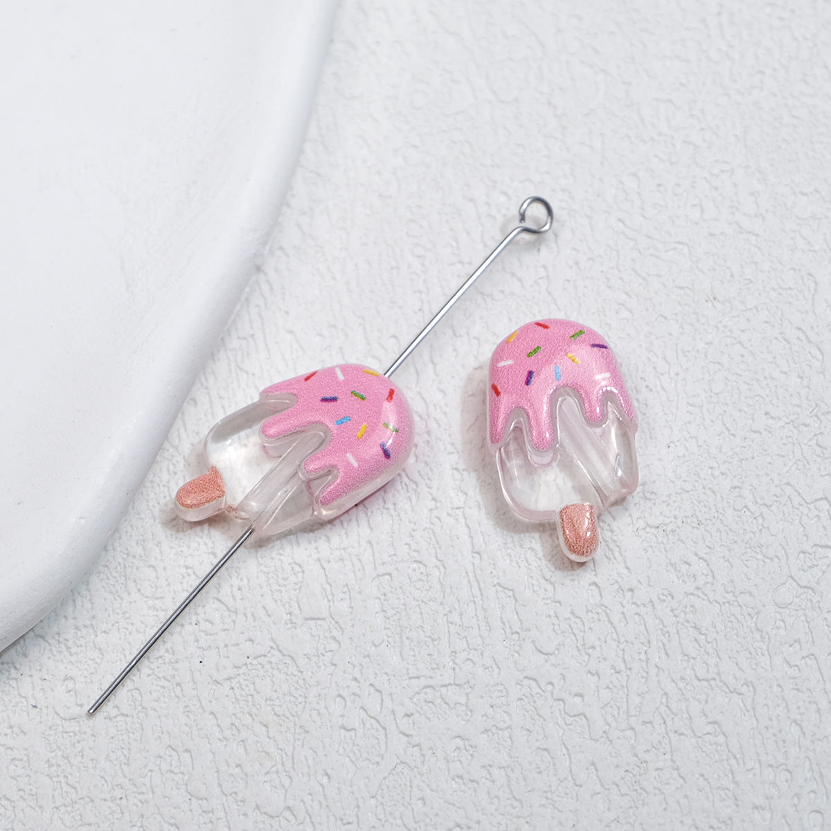 Clear Popsicle Acrylic Beads 20mm Colorful Drip Design 50pcs 6