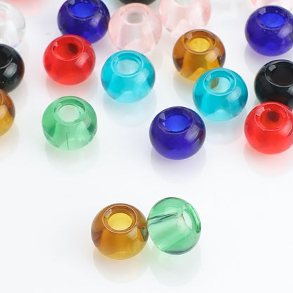 Glass Round Spacer Beads 14mm Multicolor Large Hole 40pcs