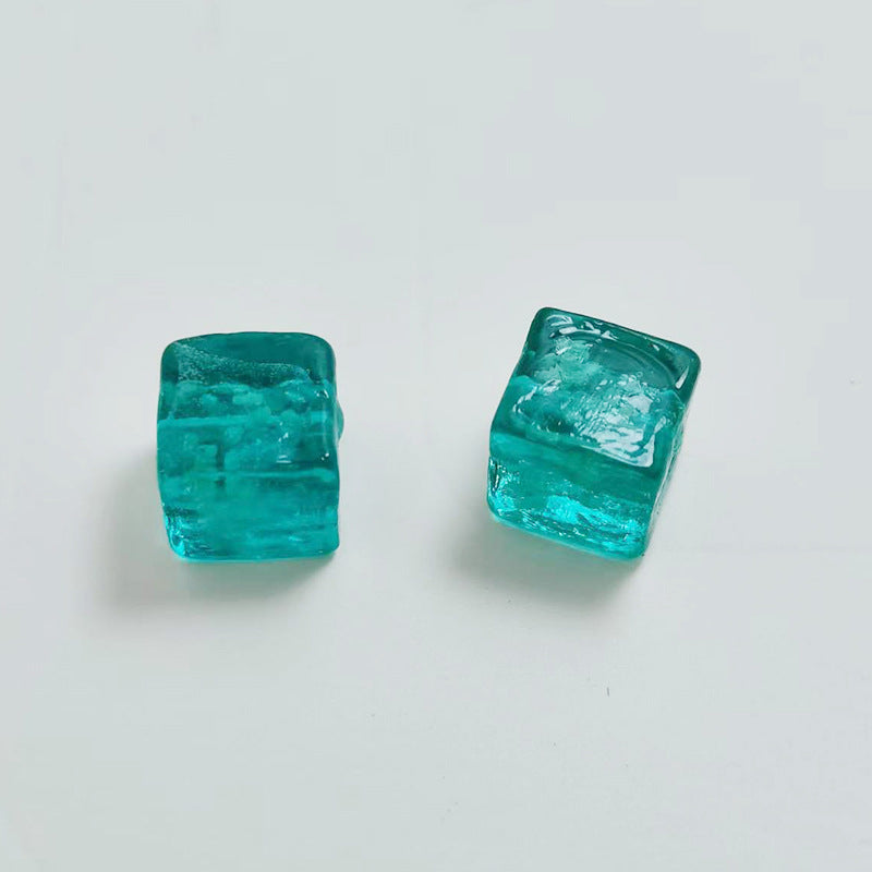 Lampwork Glass Beads Cube 12mm Glow In The Dark Floral Filled 20pcs 20