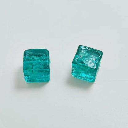 Lampwork Glass Beads Cube 12mm Glow In The Dark Floral Filled 20pcs 20