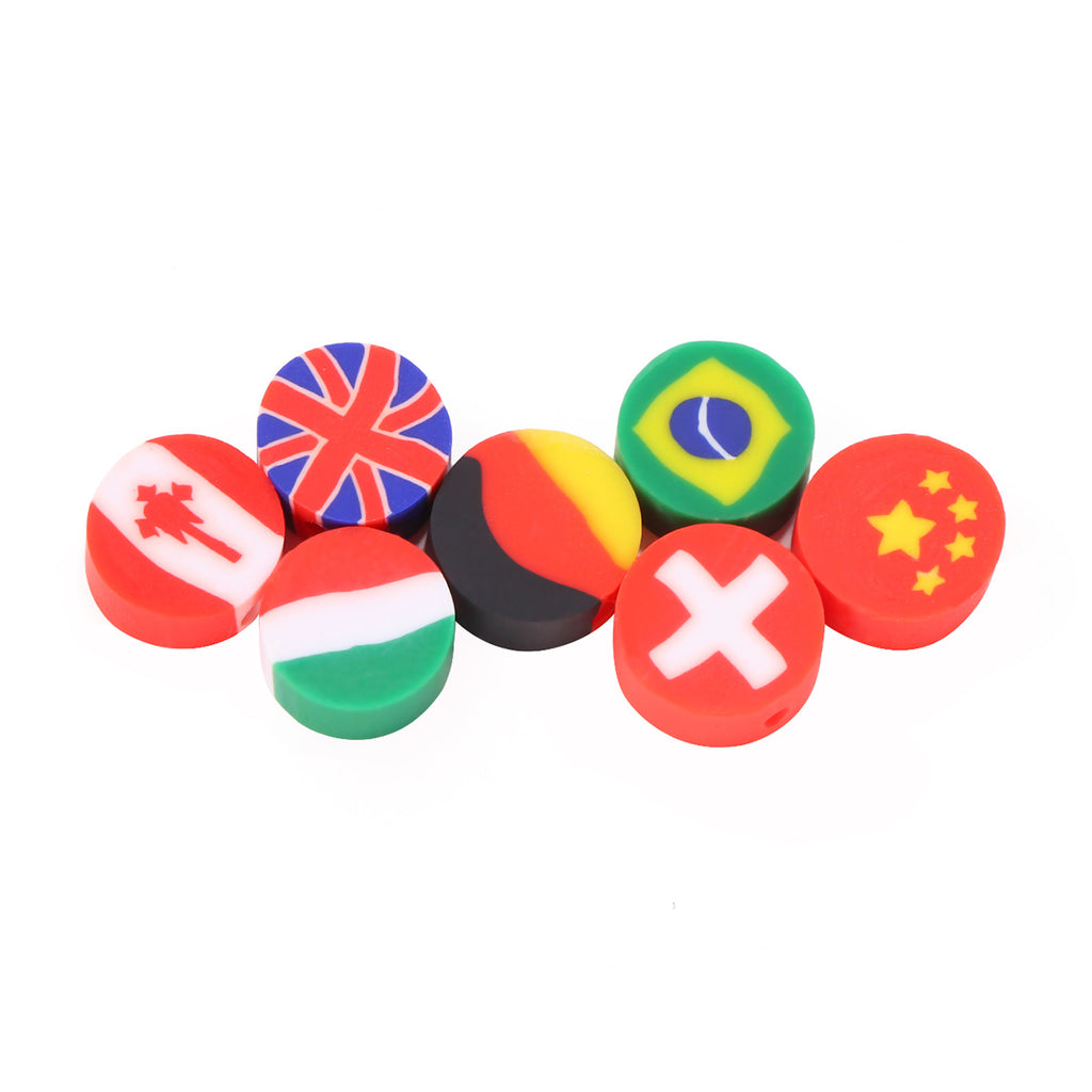 Flat Clay Beads 10mm Polymer Colorful Flag Series 100pcs 5