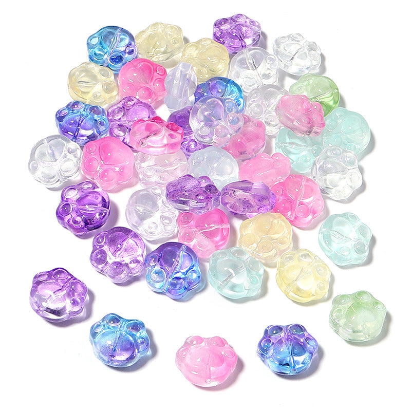 Bear Paw Transparent Glass Beads 14x15mm Assorted Colors 20pcs 5