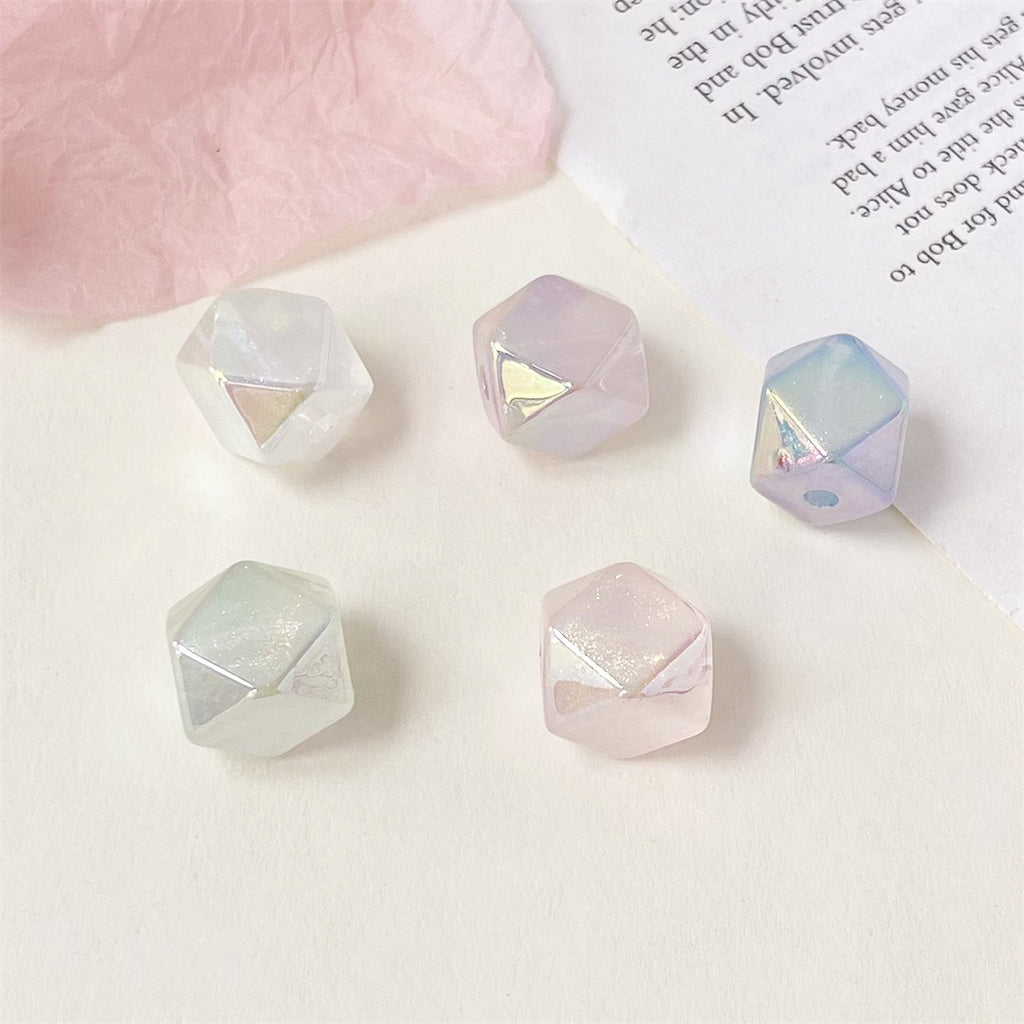 Glow Geometric Faceted Acrylic Beads 16mm Pastel Colors 100pcs