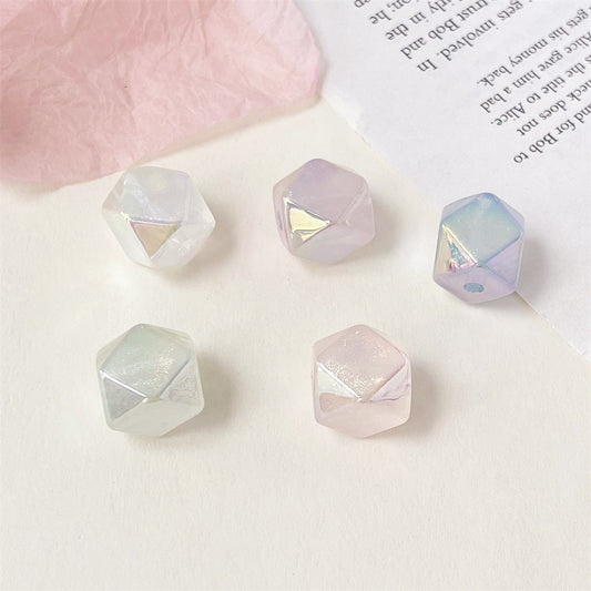 Glow Geometric Faceted Acrylic Beads 16mm Pastel Colors 100pcs
