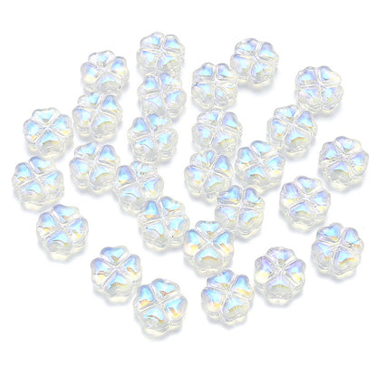 Color Transparent Clover Glass Beads 10mm Assorted Colors 50pcs 6