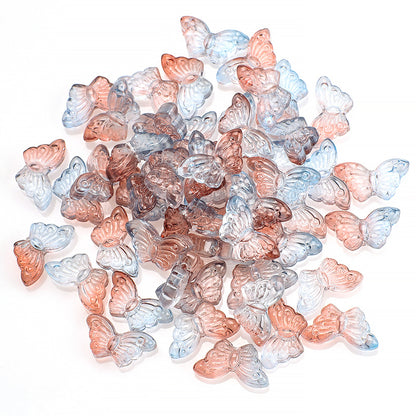 Czech Glass Beads Butterfly 8 15mm Dual Color Gradient Transparent 50pcs 7
