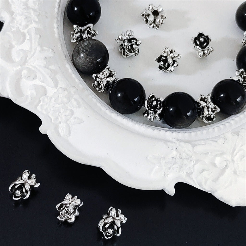 Alloy Rose Spacer Beads 8mm Tibetan Style 100pcs 3