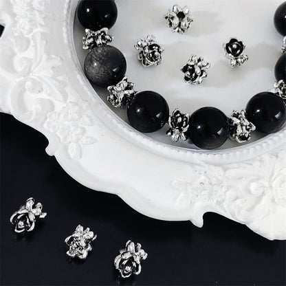 Alloy Rose Spacer Beads 8mm Tibetan Style 100pcs 3