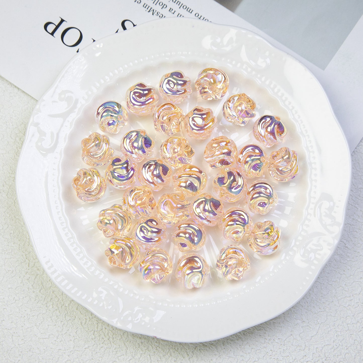 Transparent Twist Acrylic Beads 15mm 16mm Plated Assorted 20pcs 10