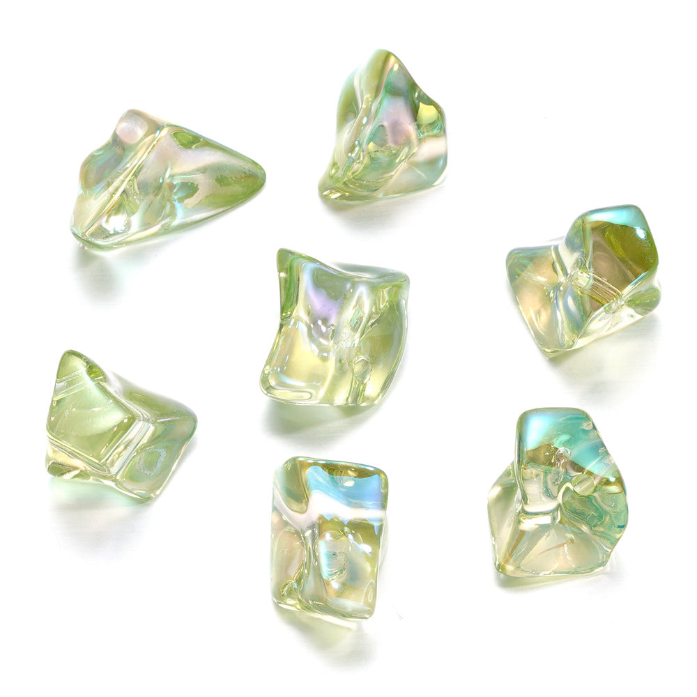 Transparent Irregular Gravel Acrylic Beads 11-22mm UV Plating 4pcs 6