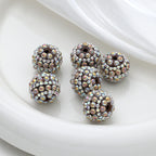 Embellished Bubblegum Beads 20mm Pearl Wrapped with Rhinestone Chain 4pcs 6