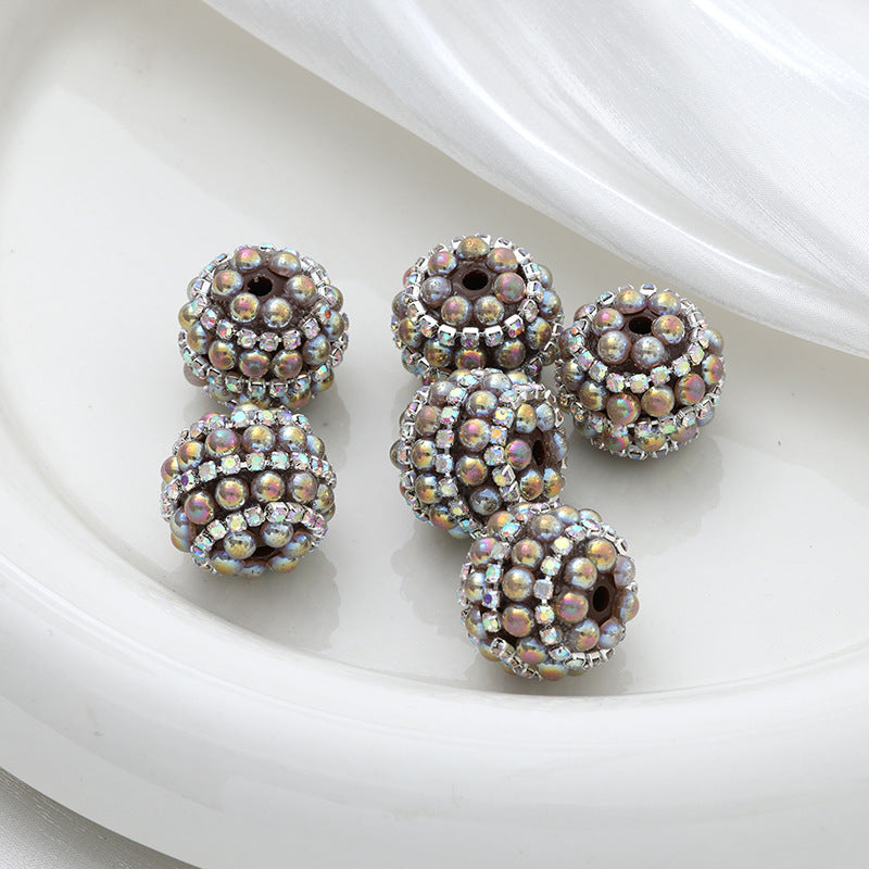 Embellished Bubblegum Beads 20mm Pearl Wrapped with Rhinestone Chain 4pcs 6