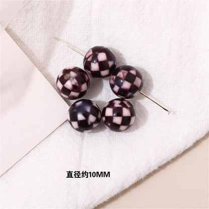Japanese Vintage Showa Printed Resin Beads 10/12mm Glossy Floral 15pcs 15