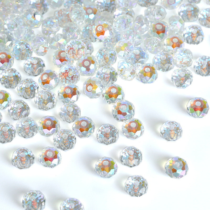 Electroplated Faceted Glass Beads 4-10mm Aurora AB Double-Sided Colors 12