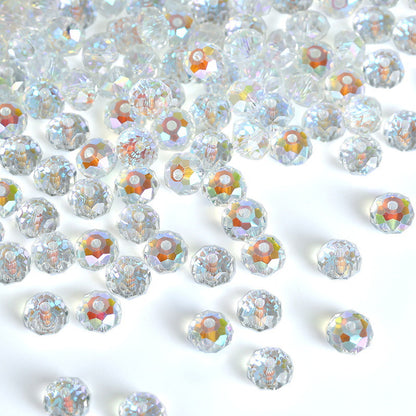 Electroplated Faceted Glass Beads 4-10mm Aurora AB Double-Sided Colors 12