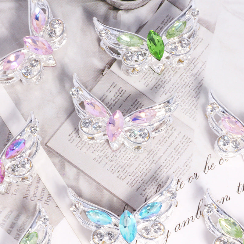 Butterfly Rhinestone Beads Alloy Sparkling Wings 2pcs 4