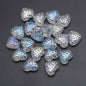 Electroplated Heart Glass Beads 13x15mm Peach Metallic 20pcs 7