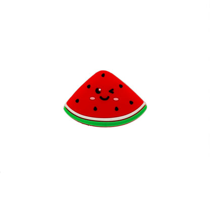 Silicone Focal Beads Watermelon Smiling Face Vibrant Colors 10pcs 4
