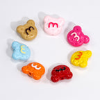 Hand Painted Bear Acrylic Beads 25mm Glossy Colorful 10pcs 5