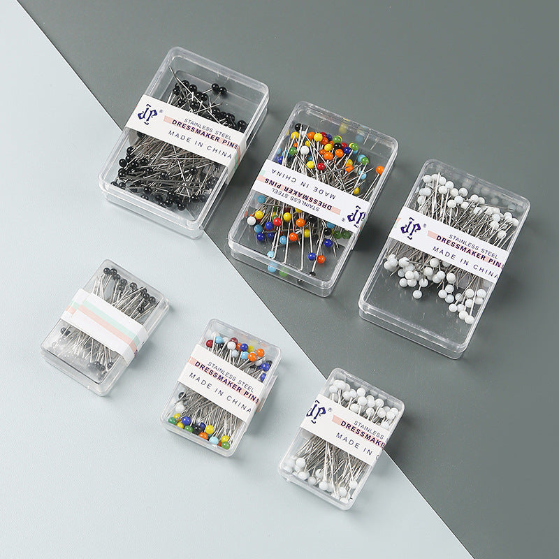 Positioning Sewing Needles Stainless Steel Colorful Glass Heads 6 Boxes