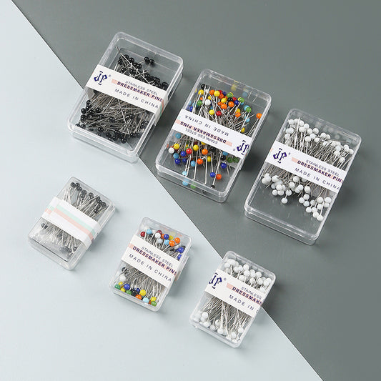 Positioning Sewing Needles Stainless Steel Colorful Glass Heads 6 Boxes