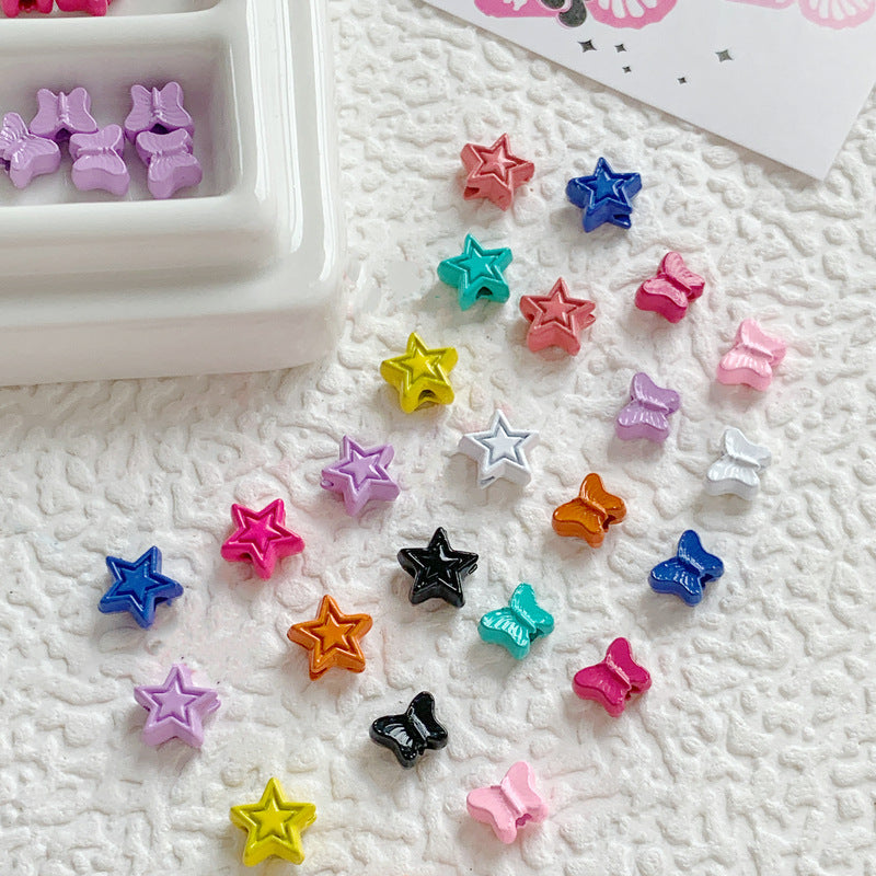 Star Butterfly Metal Beads 5mm Candy Colored Baked Painted 20pcs 2