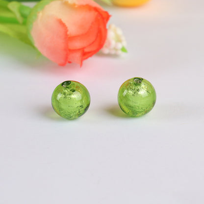Lampwork Glass Beads Round 10 12mm Silver Foil Colorful 5pcs 11