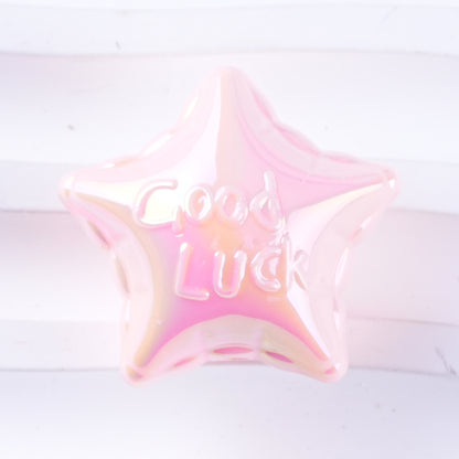 UV Plating Balloon Shaped Heart Star Acrylic Beads 25mm Glossy Pastel 50pcs 16