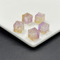 Carving Square Glass Beads 14mm Transparent Pastel Mixed 100pcs 9