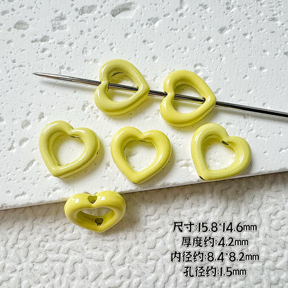 Heart Circle Floral Metal Beads Painted Solid Color Bulk 20pcs 28