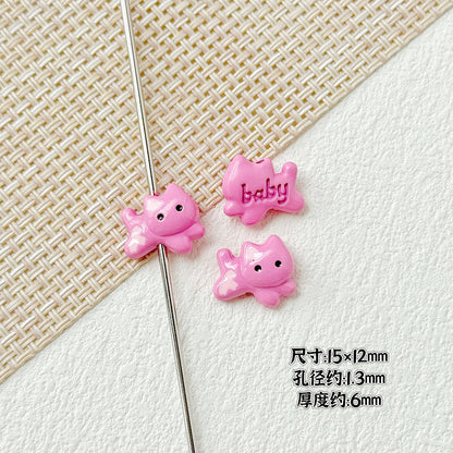 Baking Painted Bow Puppy and Dotted Kitten Metal Beads 15mm 20pcs 22