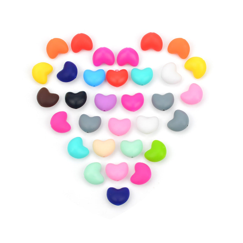 Heart Shaped Silicone Beads 21x30mm Soft Matte Finish 20pcs 3