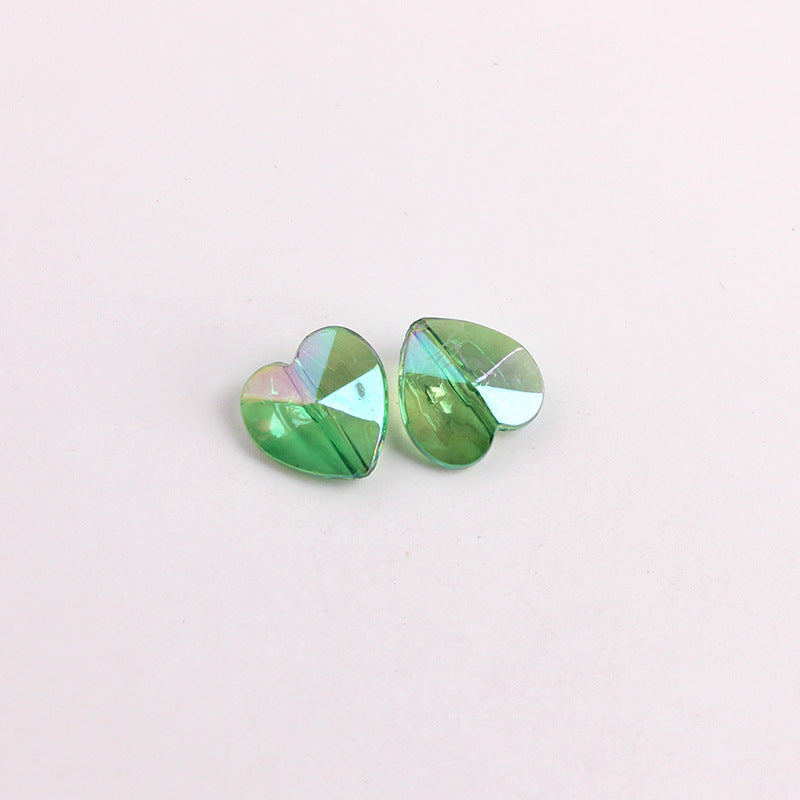 Plating Faceted Heart Acrylic Beads 13mm Transparent AB Colored 100pcs 11