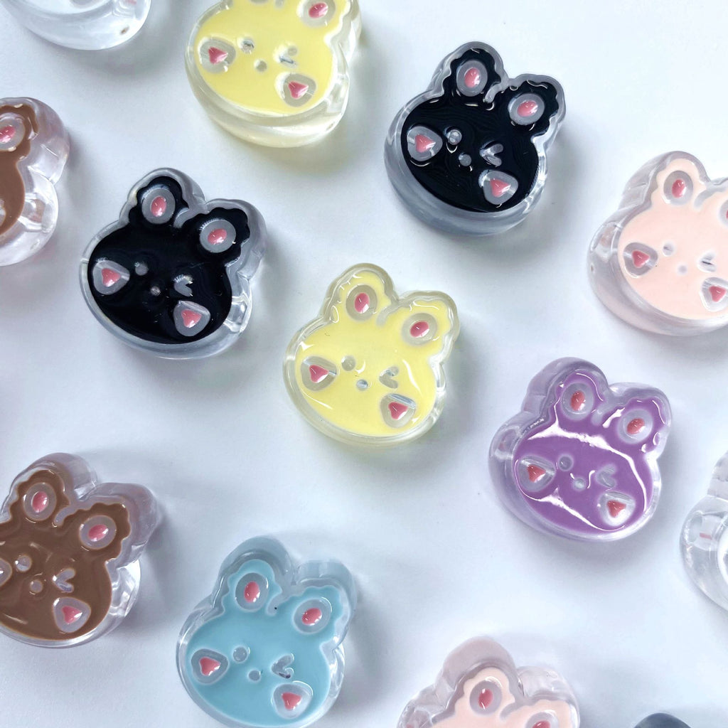 Painted Rabbit Acrylic Beads 24mm Transparent Pastel Colors 100pcs 3