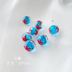 Hand Painted Ocean Blue Starfish and Goldfish Glass Beads 12mm 3pcs 3