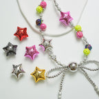 UV Plating Balloon Shaped Star Acrylic Beads 25mm Metal Colored 50pcs 4