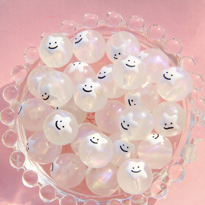 Painted Smiley Face Acrylic Beads 16mm Glow In The Dark 10pcs 12