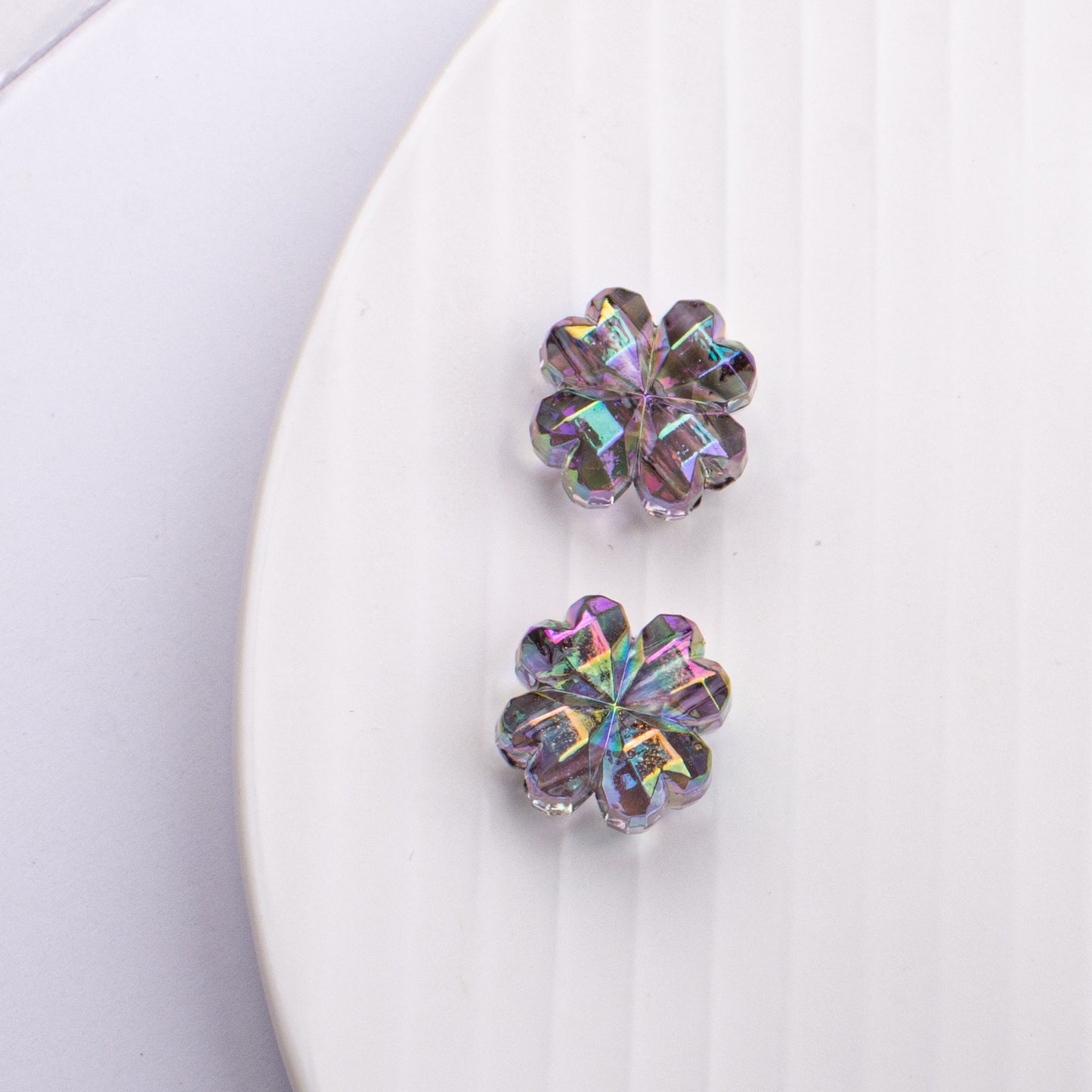 Transparent Plating Clover Acrylic Beads 14mm Summer Glow 10pcs 7