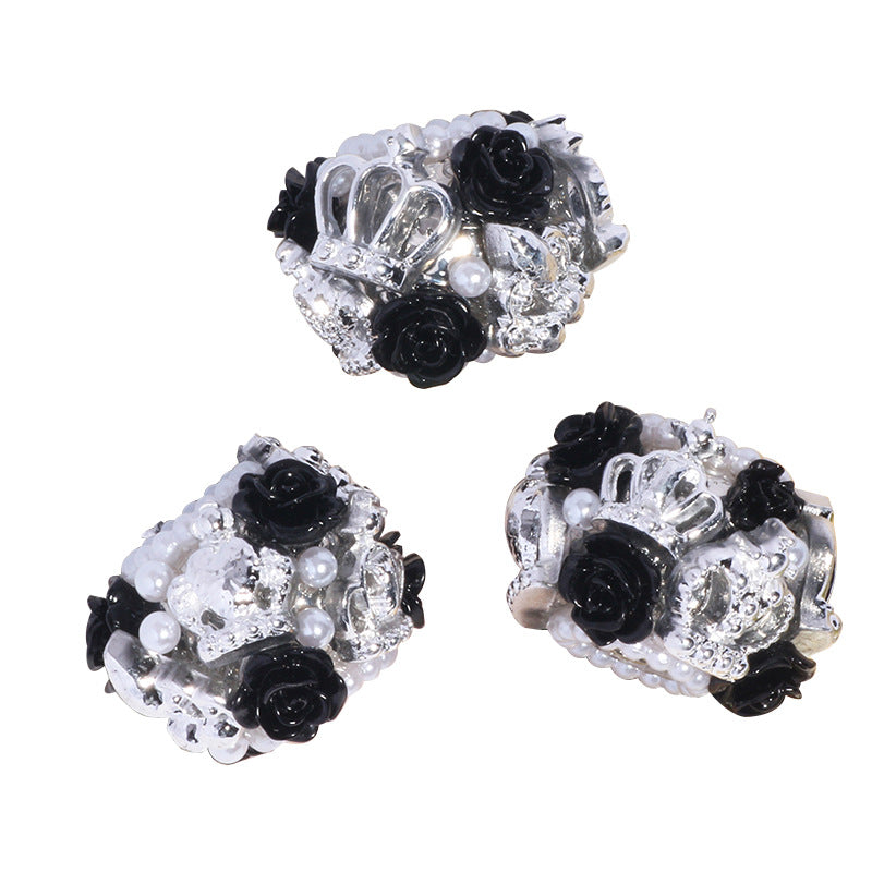 Crown Barrel Rhinestone Beads 23mm Silver Resin Alloy 5pcs 5