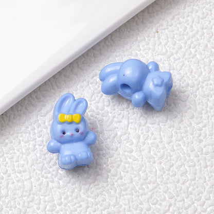 Printed Bunny Acrylic Beads 18mm Glossy Colors 50pcs 8
