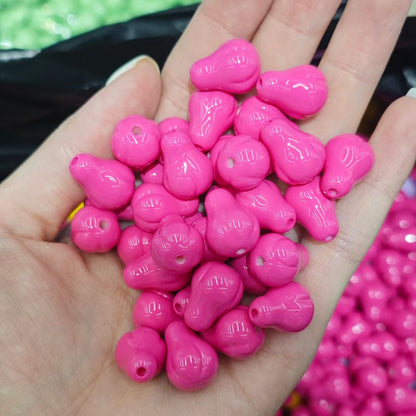 Baking Painted Pear Acrylic Beads 12-16mm Solid Colors 50pcs 6