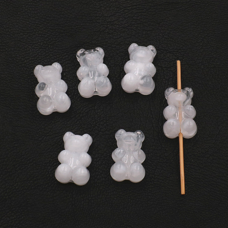 Marble Texture Bear Acrylic Beads 19mm Gradient Mixed 20pcs 4