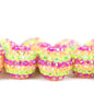 Striped Bubblegum Beads 16-22mm Rose Red Green Rhinestone 5pcs