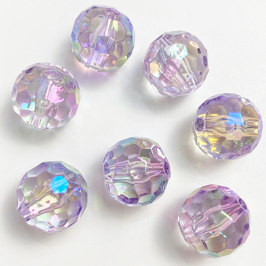 Transparent Football Faceted Acrylic Beads 14-16mm UV Plating 50pcs 10