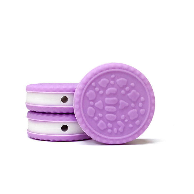 Silicone 3D Focal Beads Macaron Sandwich Cookies Textured Layers 20pcs 7