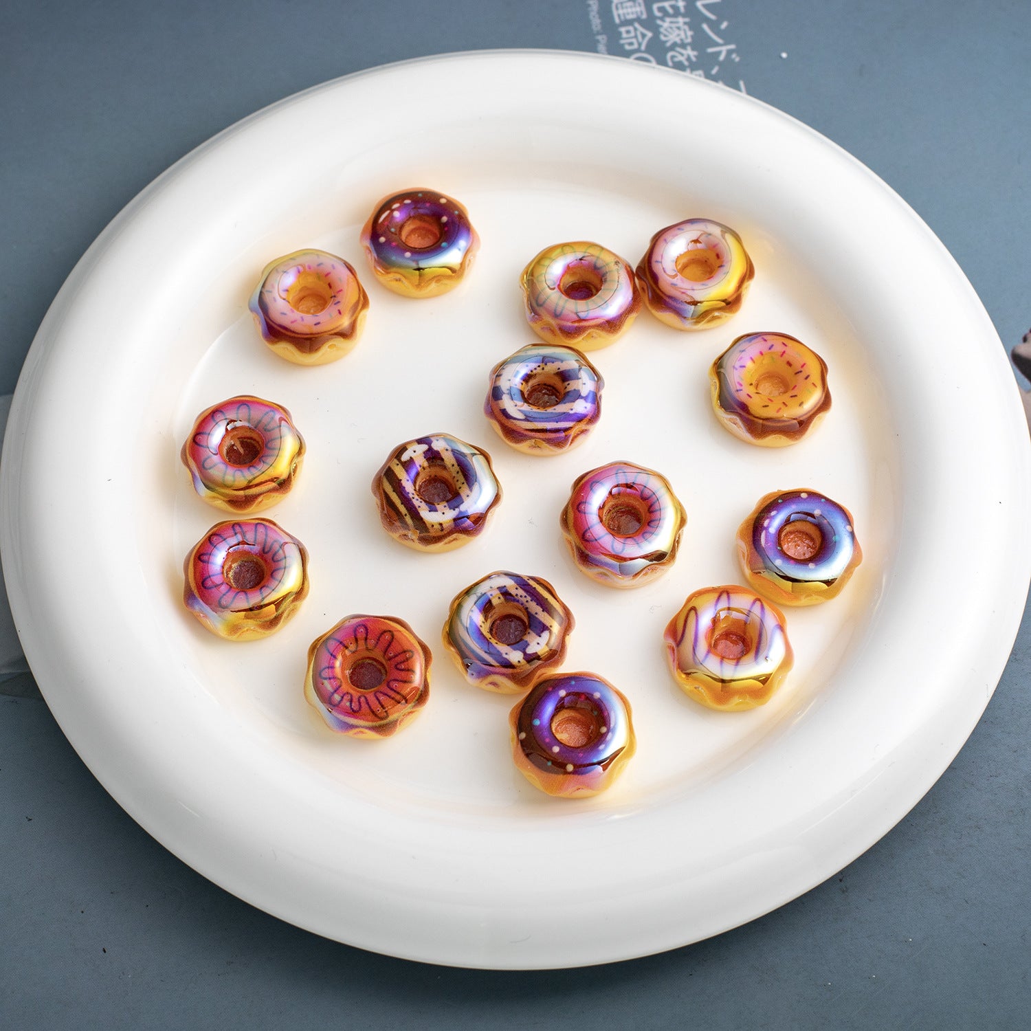Plating Caramel-Glazed Donut Resin Beads 18mm 10pcs