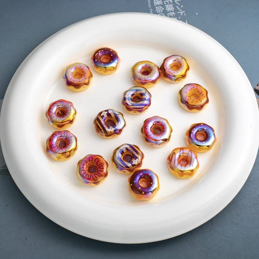 Plating Caramel-Glazed Donut Resin Beads 18mm 10pcs