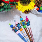 Silicone Focal Beads Christmas Stitch Wearing Christmas Hat 20pcs 4