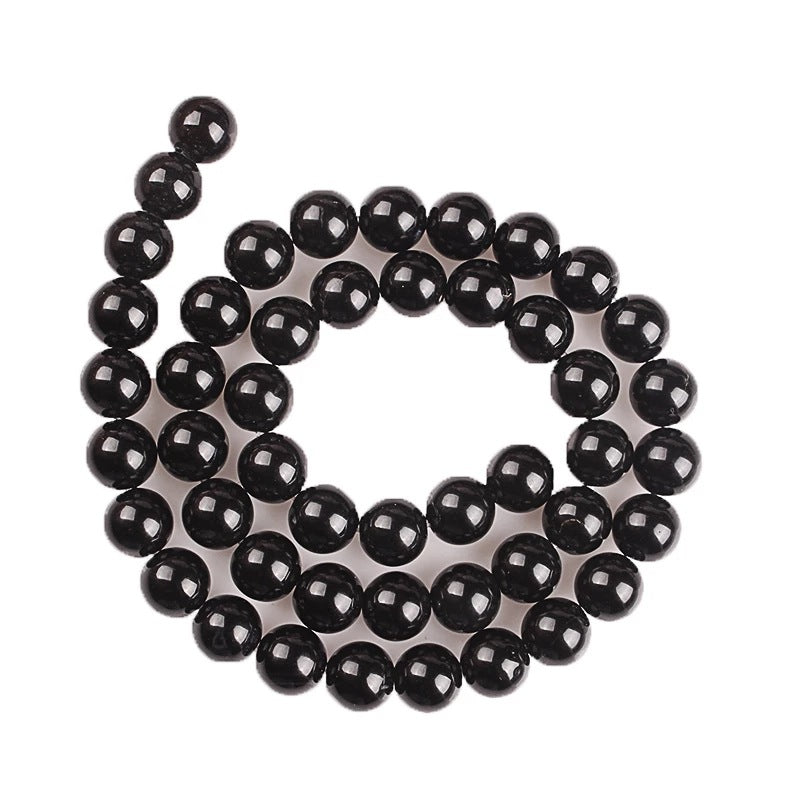 Electroplated Round Glass Beads 4-10mm Imitation Jade Black White 4
